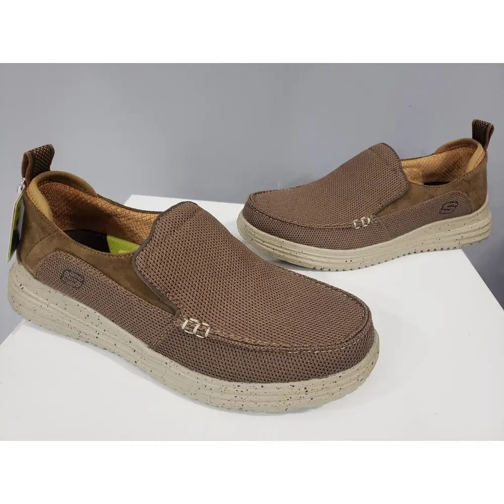NEW Skechers Mens Proven Renco Loafer SIZE 8 Slip On Brown Dress Shoe Casual‎